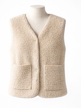 Cream Sherpa Vest with Pockets